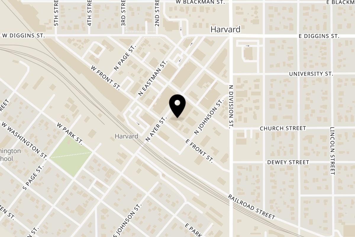 Map showing the location of Los Jalapeno Brothers on 21 N Ayer St in Harvard